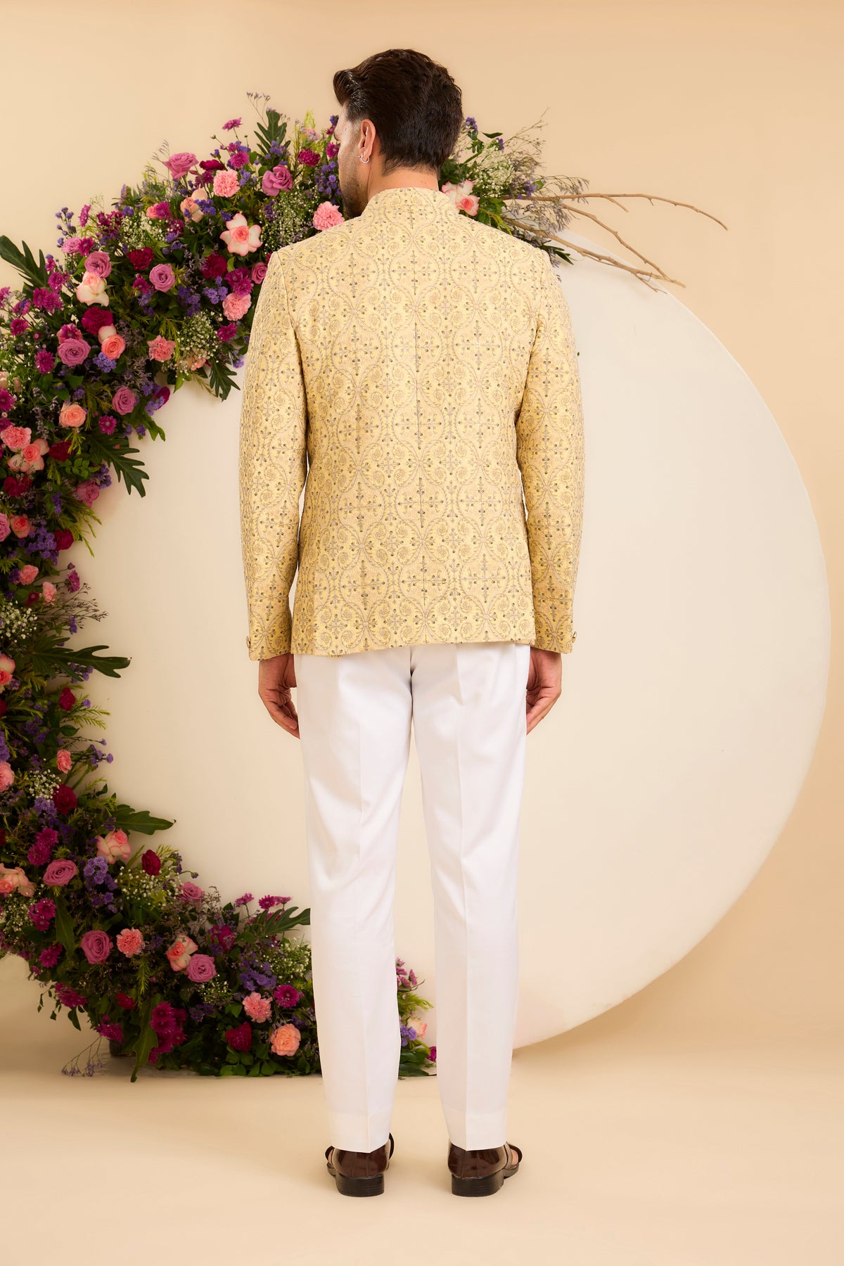 The Savoy —  Bandhgala in yellow, grey and Ivory
