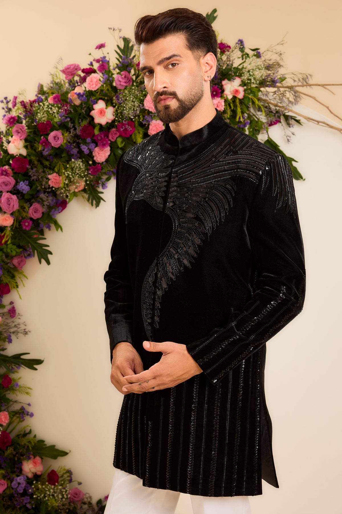 The Falcon — A Black Indowestern Defined by Cut-Dana