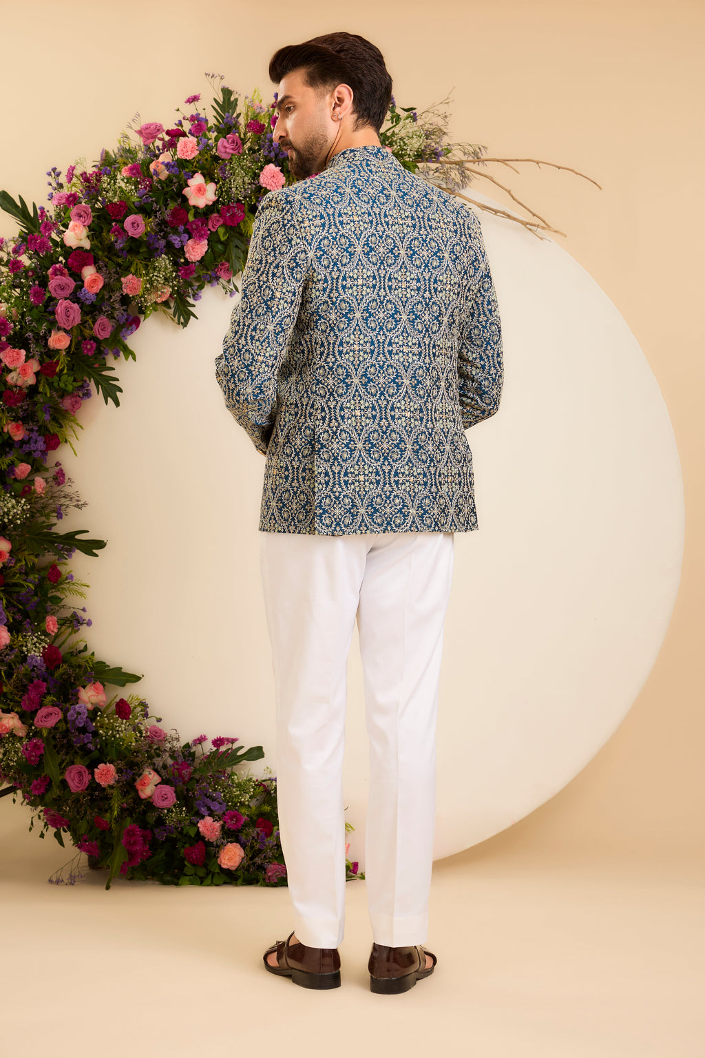 The Savoy —  Bandhgala in blue and ivory