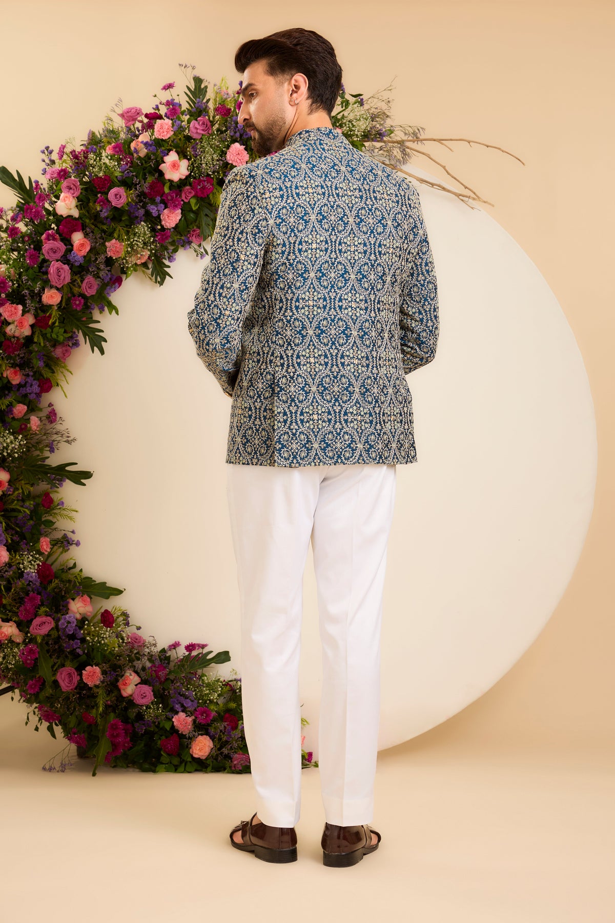 The Savoy —  Bandhgala in blue and ivory