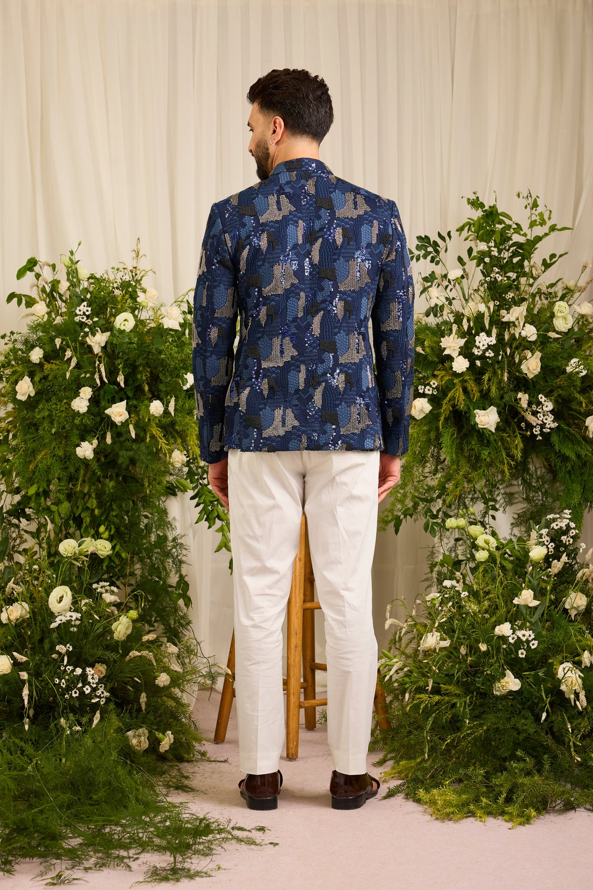 The Saphire -Navy  blue  Cut-Dana bandgala
