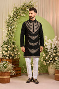 The Meridian — A Black Kurta Richly Worked in Sequins and Cut-Dana