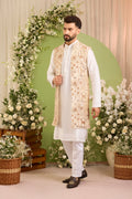 The Imperium - A Golden long open Jacket Adorned with Majestic Wildlife