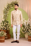 The Imperium - A Golden bandhgala  Jacket Adorned with Majestic Wildlife