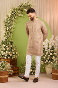 The moncler -  brown asbtract  Kurta Richly Worked in Thread