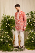 The Imperial — An orange short  Kurta Alive with Flora and Fauna