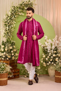 Signature hot pink mirror work Kurta with Intricate mirror work stole