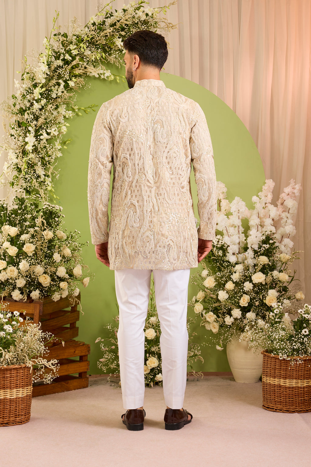 The Dorchester — A Luminous Ivory cut work with Intricate Handwork