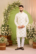 The Ciel -A Minimal mirror work  Kurta with Yellow Threadwork and Shimmer