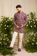 The D'Orsay -A Floral Wine Kurta Richly Worked in Zari