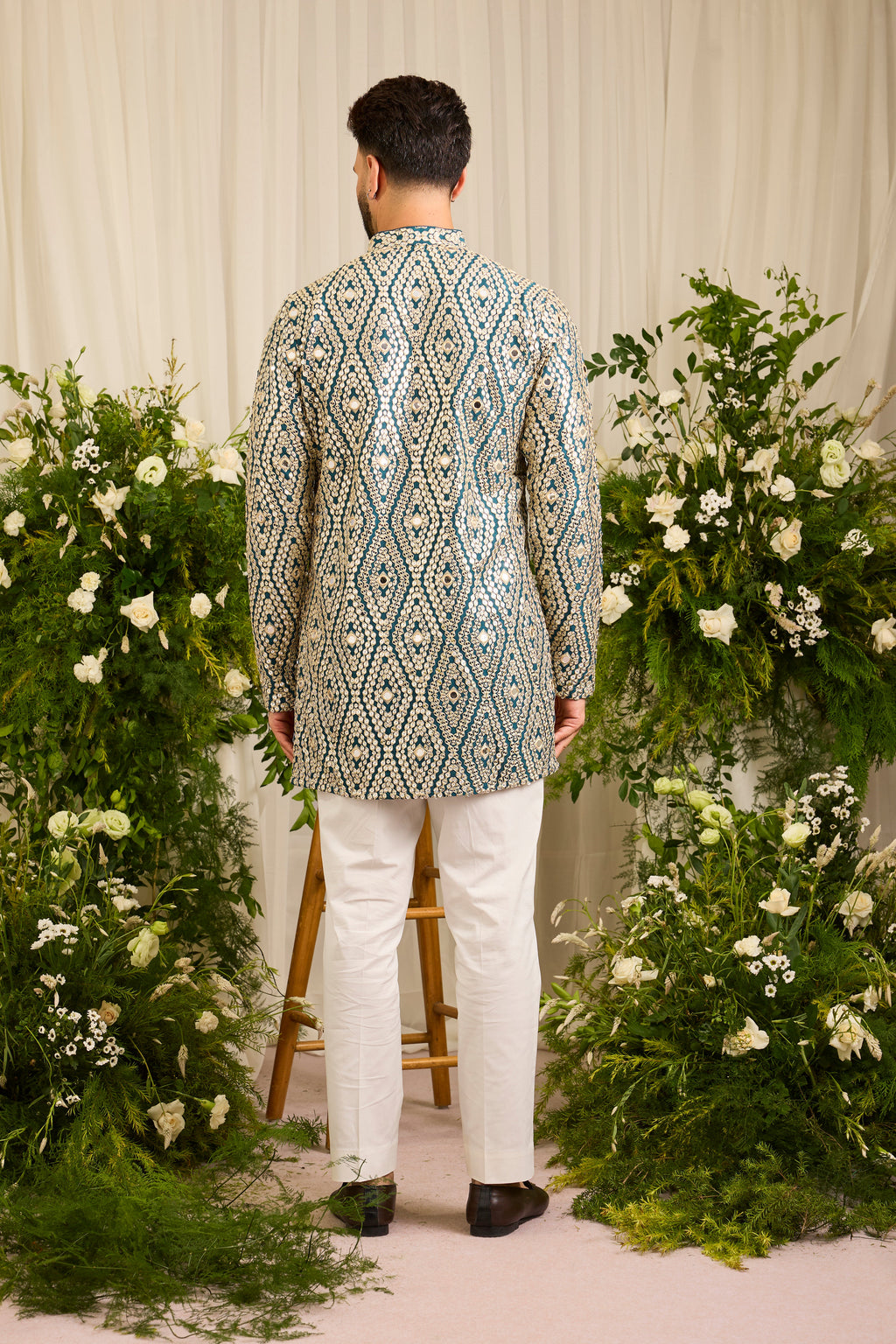 The Haute - A Statement Teal Kurta with Mirror work Detailing