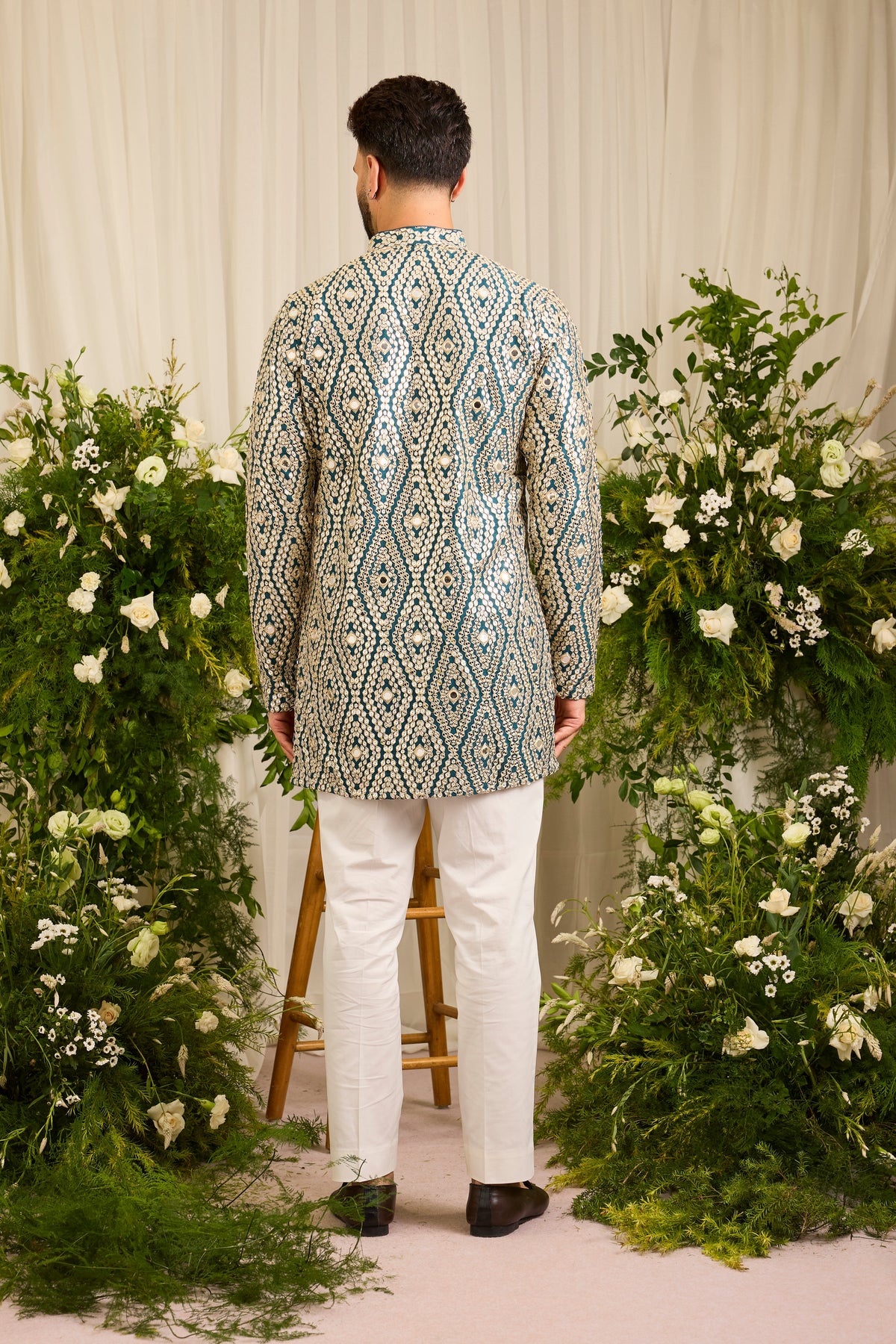 The Haute - A Statement Teal Kurta with Mirror work Detailing
