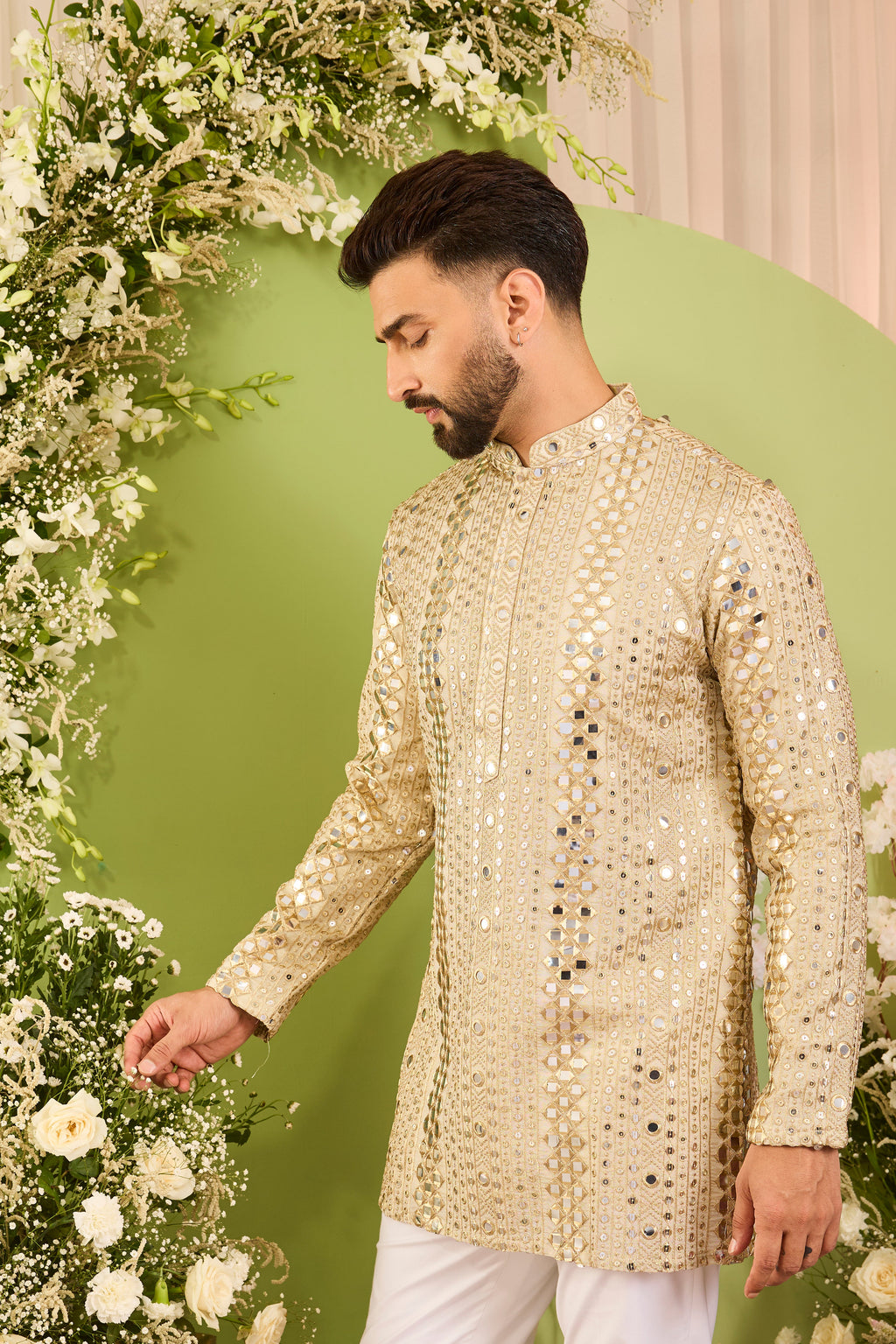 The Golden Hour - A Golden Kurta with Mirror work &  Sequin Detailing