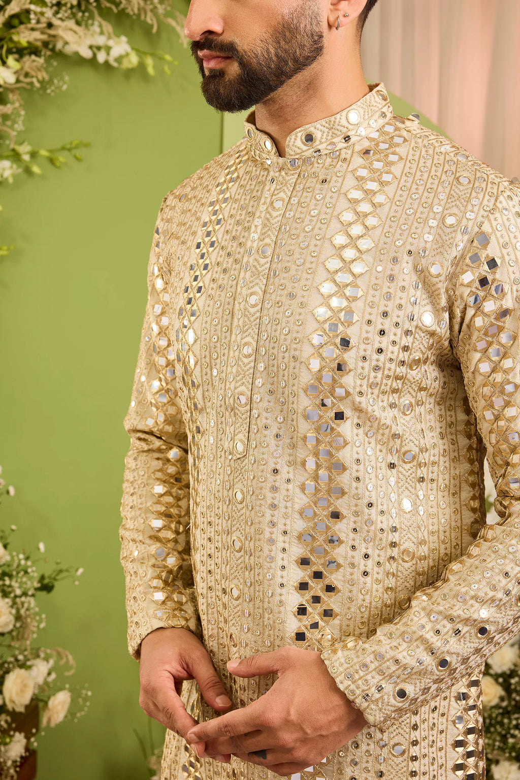 The Golden Hour - A Golden Kurta with Mirror work &  Sequin Detailing