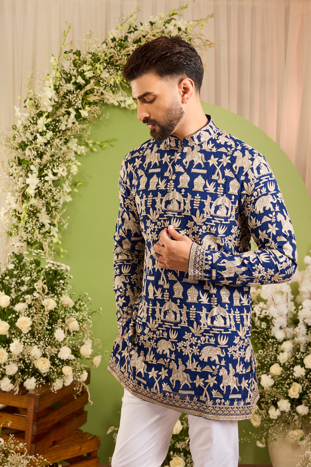 The Imperial Court — A Royal Blue Kurta of Mughal era Grandeur