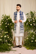 The Kingsley — A Royal Blue Open Jacket with Elephant Motifs