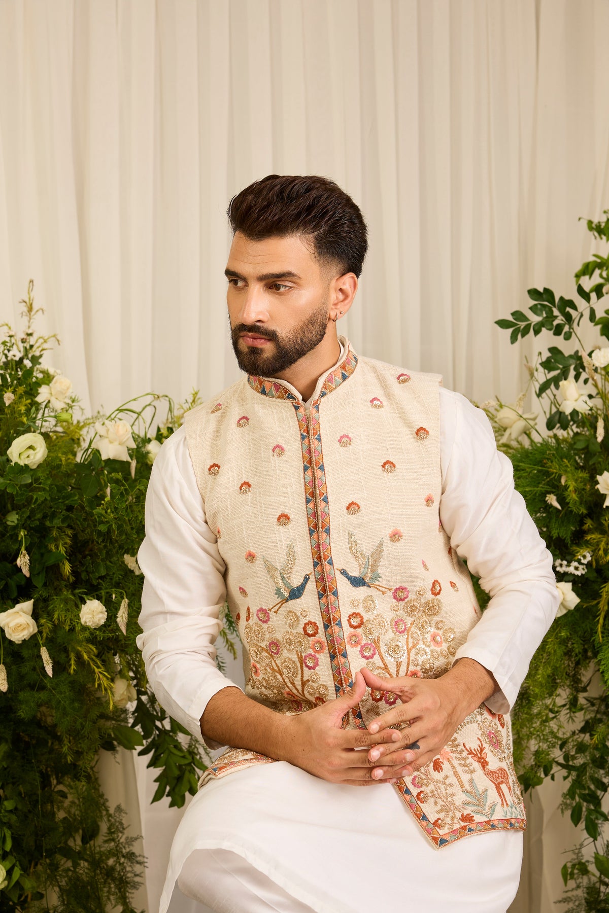 The Kingswood — A Jute Jacket with Regal Nature-Inspired Embroidery