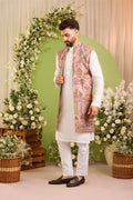 The Crosby — A Mauve long open jacket  Richly Embroidered with Nature Motifs