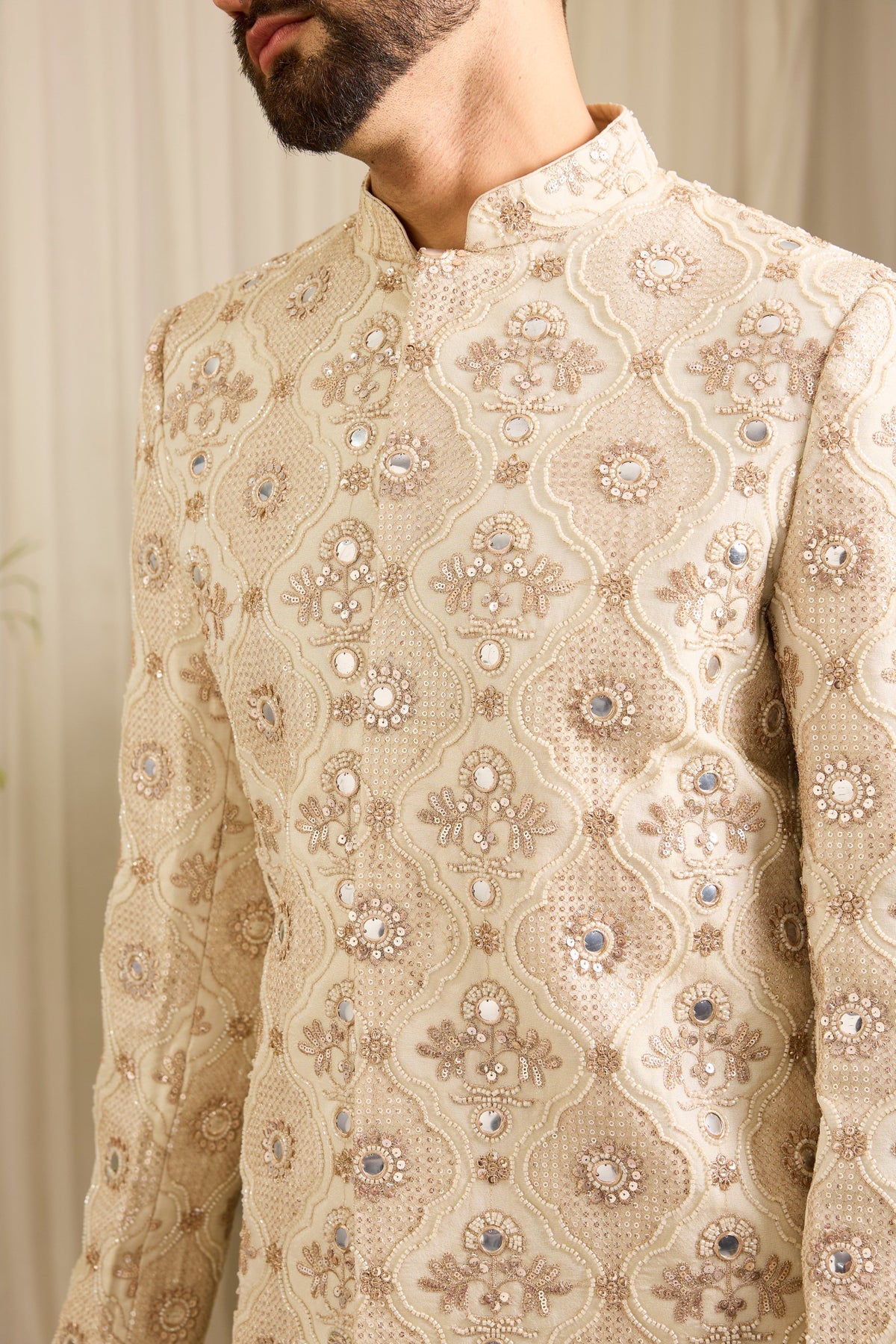 The Capella — A Golden Indo-Western with Ivory Cut-Dana