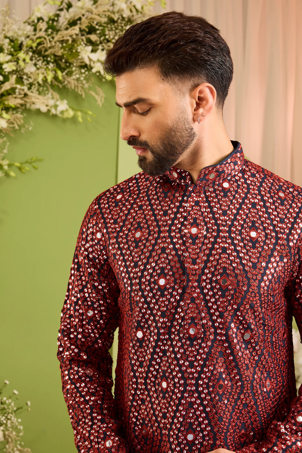 The Haute - A Statement maroon Kurta with Mirror work Detailing